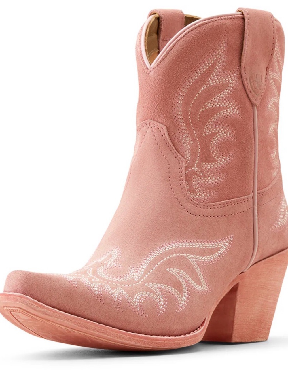 Ariat Blush Pink Suede Western Ankle Boot